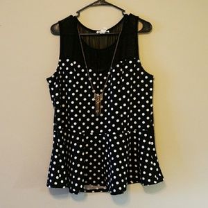 Black and White Polka Dot Peplum Blouse